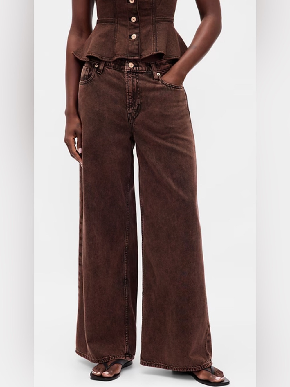GAP Mid-Rise Baggy Wide Leg Ultra Soft Jeans in Dark Brown Women’s Size 8 R